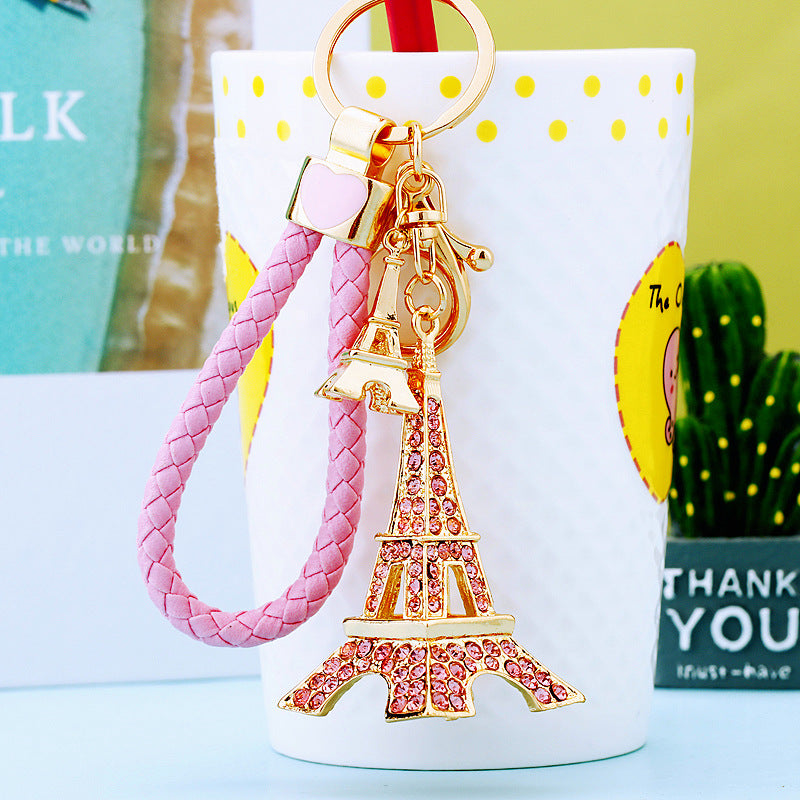 Wholesale Diamond studded Eiffel Tower metal keychain