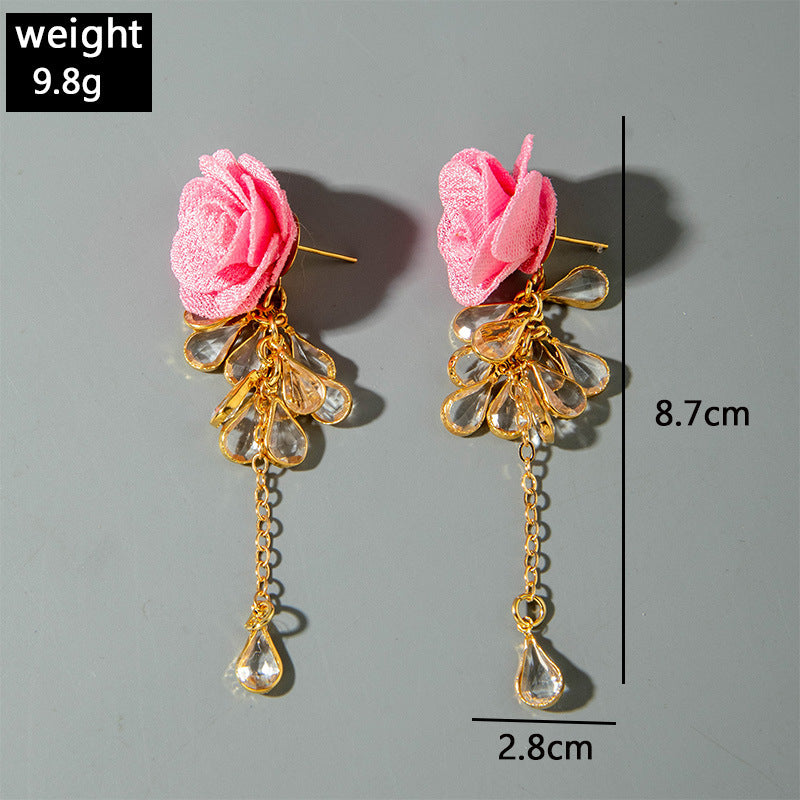 Wholesale Long tassel flower Valentine' s Day earrings