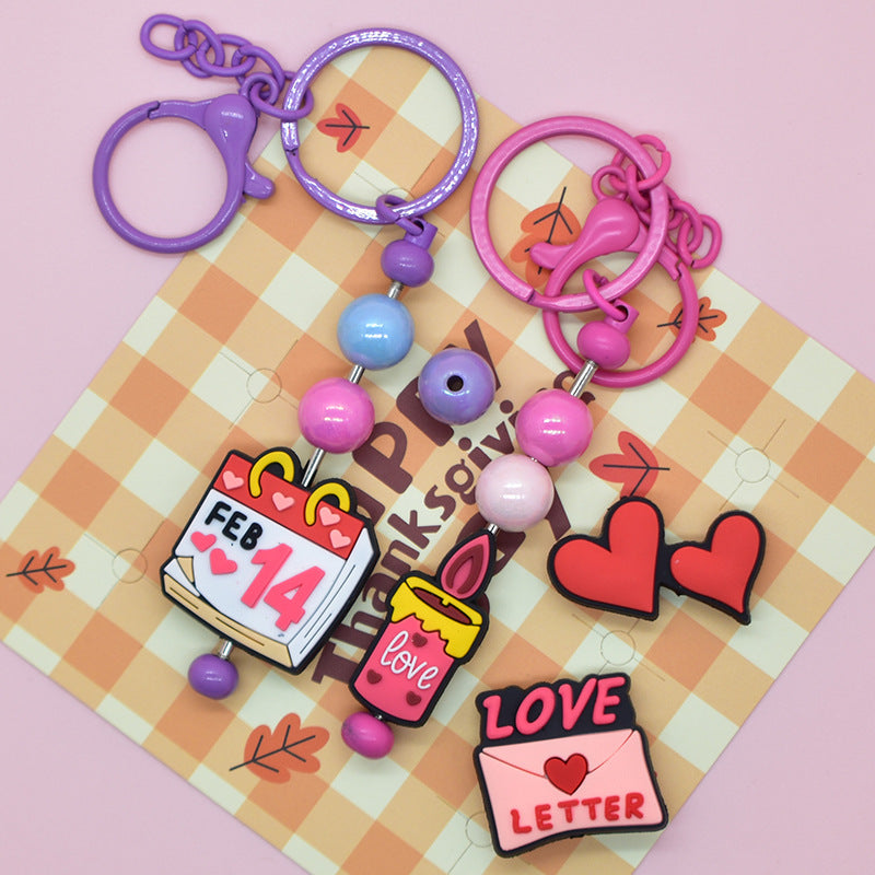 Wholesale Random 100pcs Red Cartoon Valentine' s Day Focal Beads