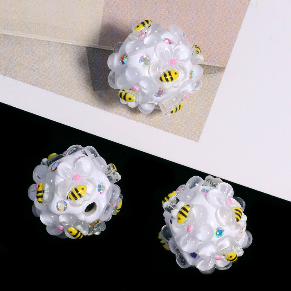 Wholesale 10pcs Polymer clay bee straight hole loose beads beaded DIY accessories