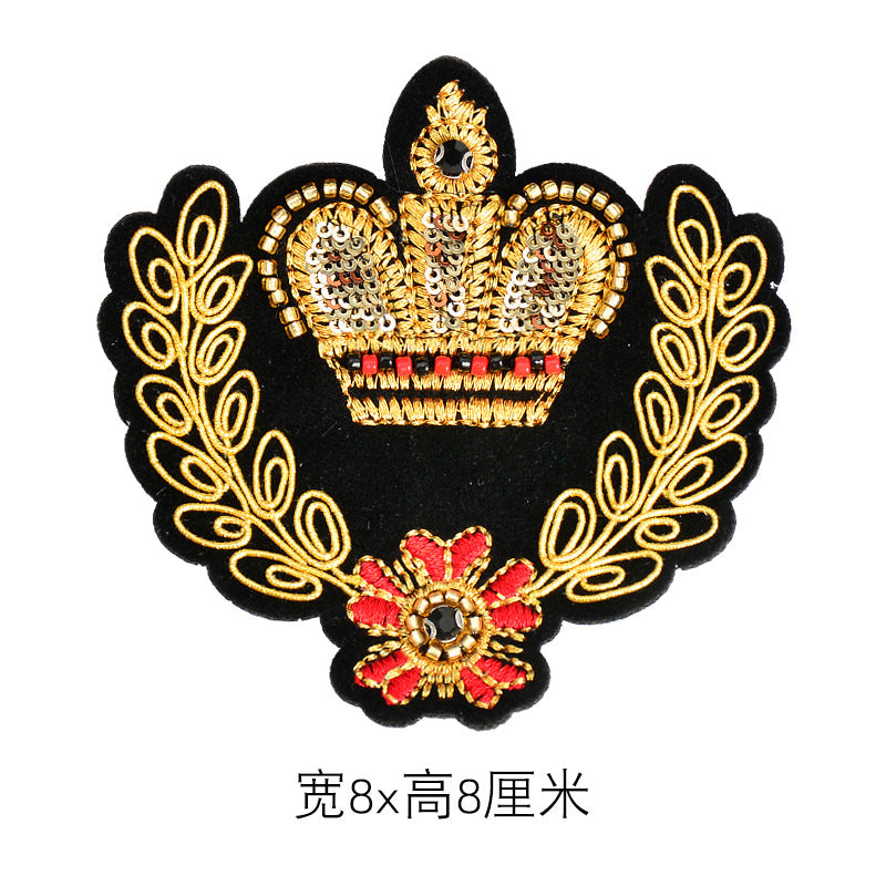Wholesale Trendy Embroidered Beaded Bee Maple Leaf Shield Brooch Badge Pin For Women Clothing Bag Shoe Hat Decoration
