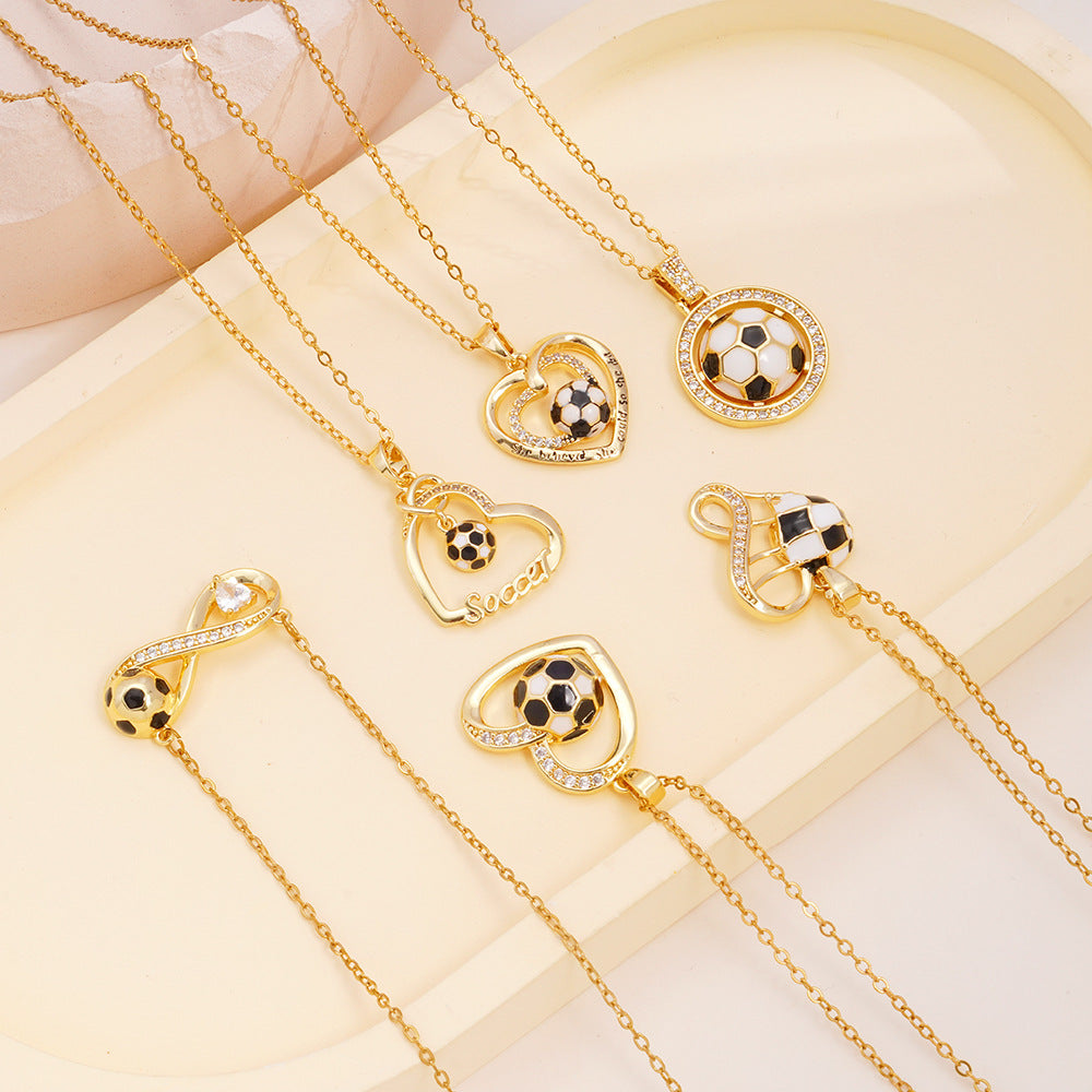 Wholesale Football Necklace Light Luxury Clavicle Chain with Heart
