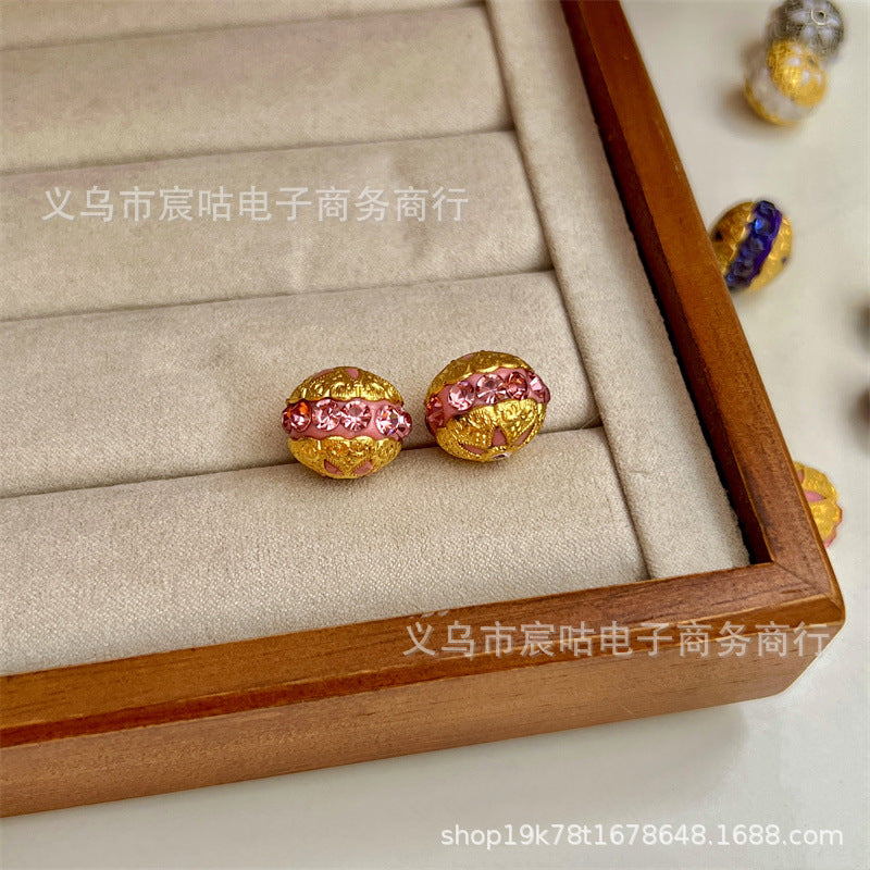 Wholesale 10pcs diamond-encrusted flower ball clay with crystal beads