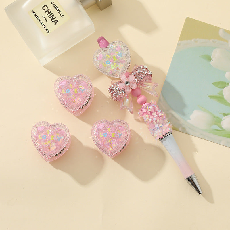 Wholesale 5pcs Heavy industry beads resin LOVE love beaded pen loose beads jewelry accessories beaded pen beads DIY material