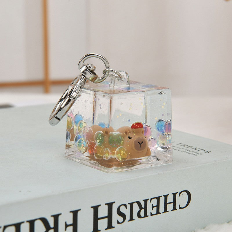 Wholesale Acrylic Creative Capybara Sand Bottle Keychain