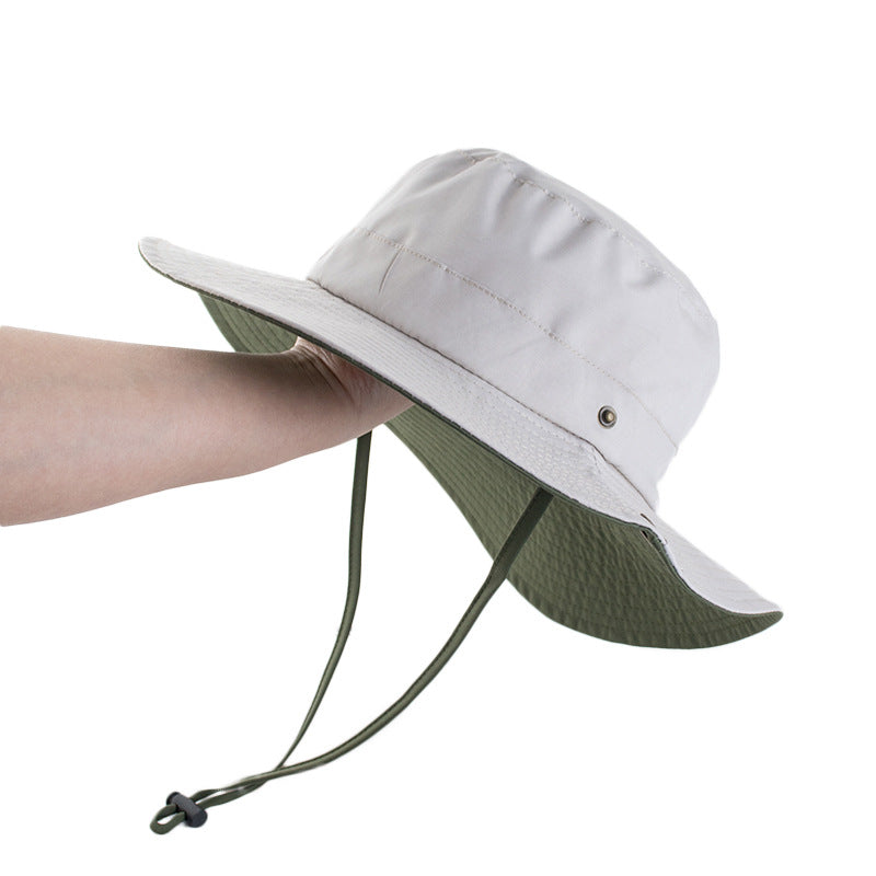 Wholesale Color Matching Drawstring Quick-drying Fisherman Large Brim Sun Hat