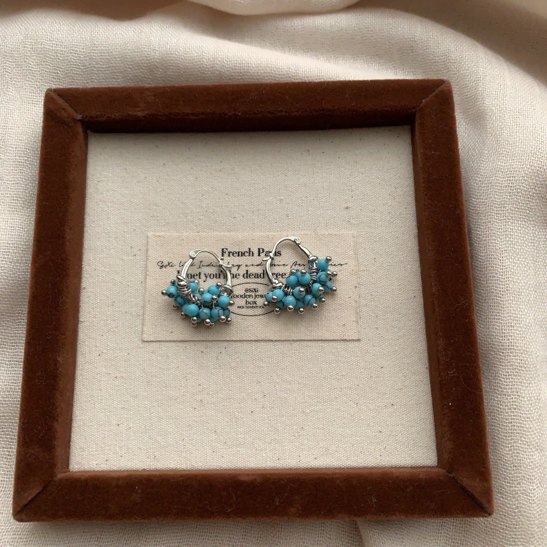 Wholesale Turquoise Cluster Colored Bead Bohemian Earrings