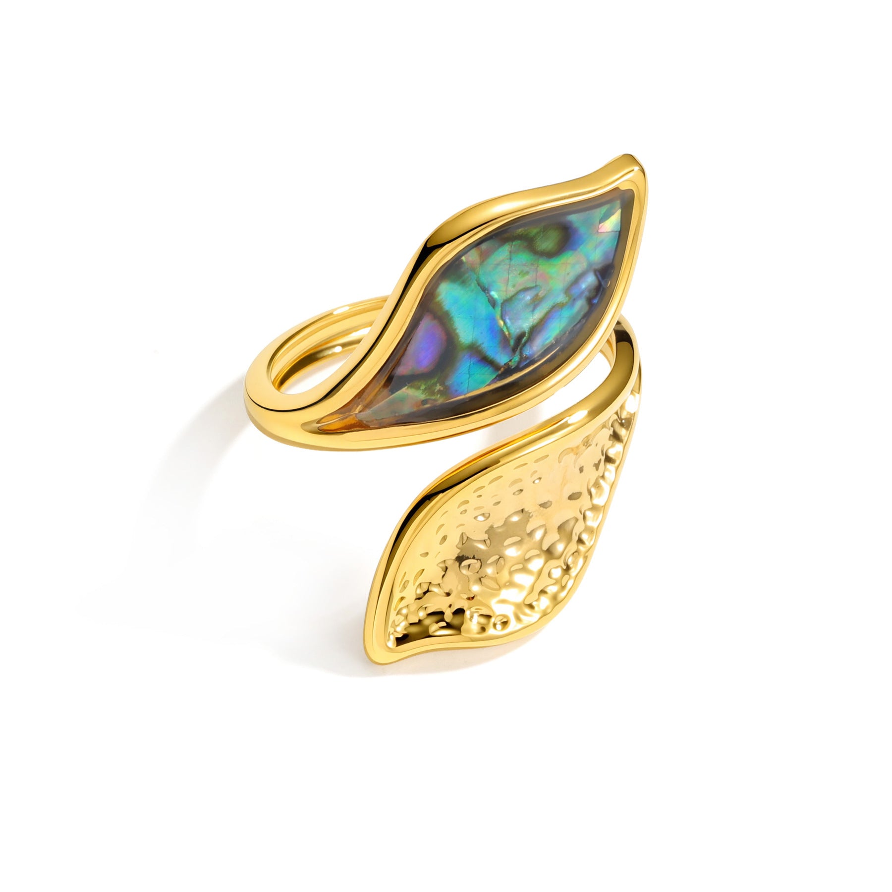Wholesale French Retro Irregular Geometric Shell Inlay Ring For Women Trendy Stainless Steel Finger Ring Boutique Resale Accessory Gift