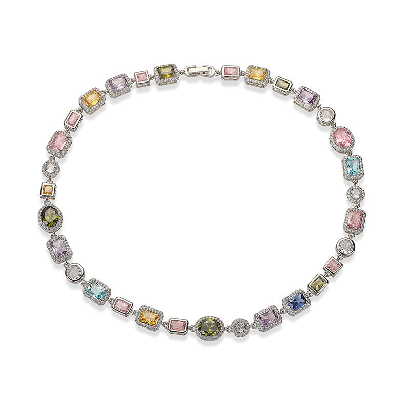 Wholesale Luxury Geometric Colored Diamond Choker Necklace