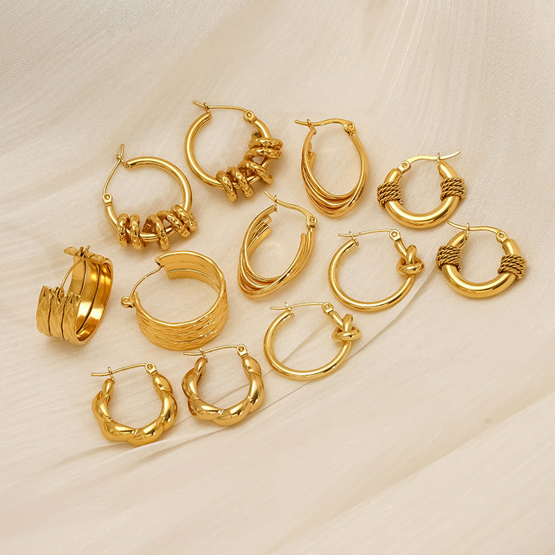 Wholesale Stainless steel wrapped gold geometric earrings