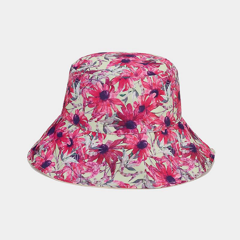 Sombrero de cubo de patrón de girasol de algodón al por mayor