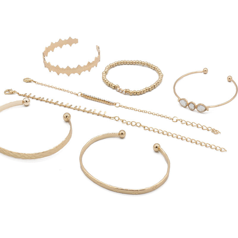 Wholesale Metal Retro Punk Style Alloy Bracelet Set 7-piece