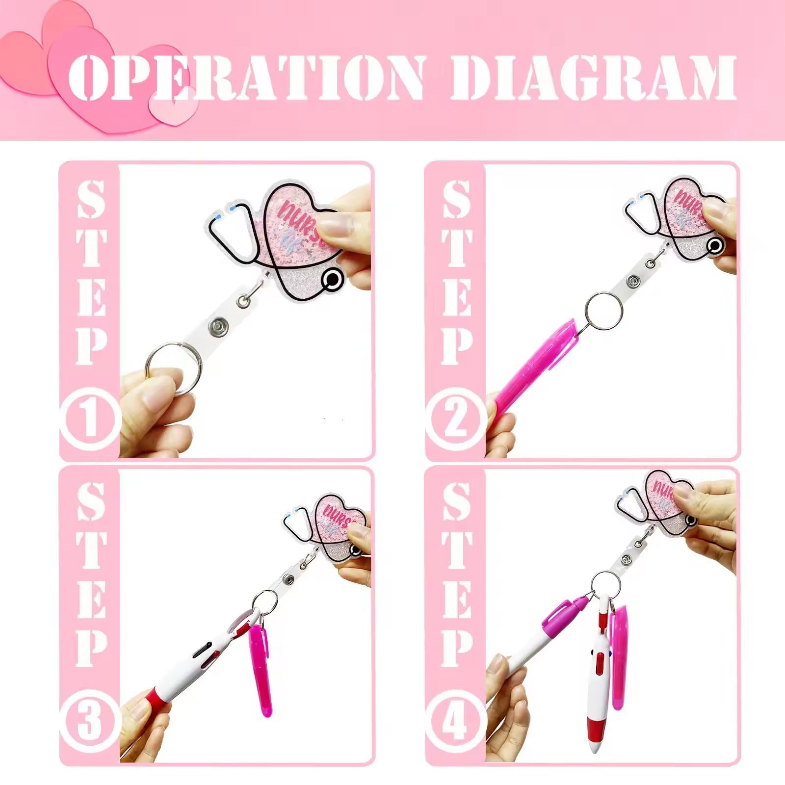 Wholesale Nurse Pen Set Retractable Badge Reel Keychain