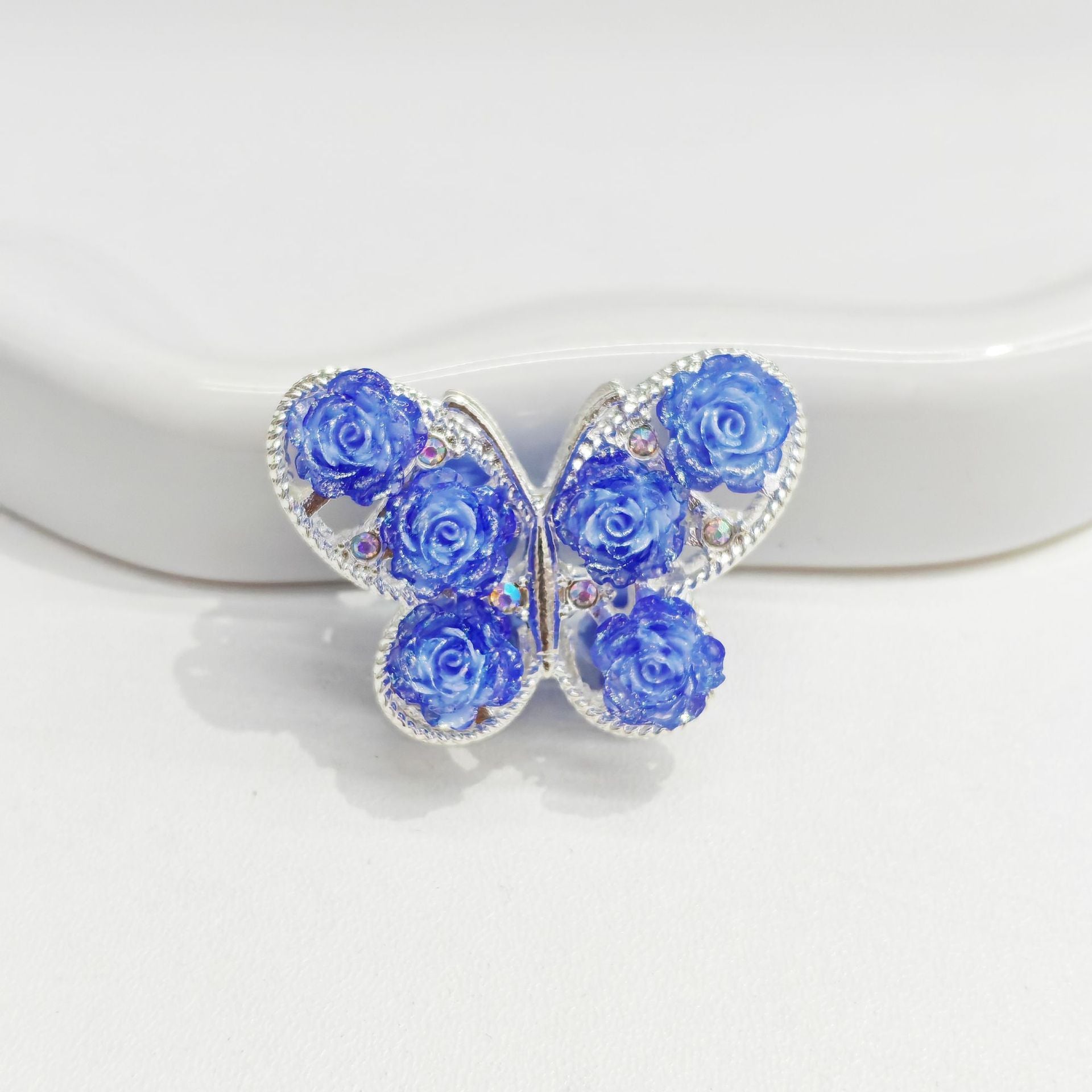 Wholesale 10pcs Retro Rose Butterfly Alloy Diamond Ball Beads