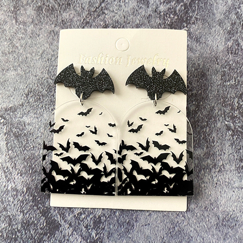Wholesale Gothic Halloween Bat Acrylic Clear Earrings