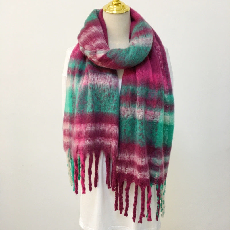 Wholesale Winter AC Double-sided Rainbow Plaid Scarves
