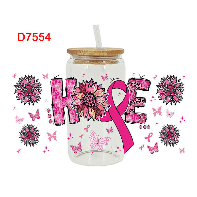 Wholesale Pink   letters  16oz Cup UV DTF Wraps