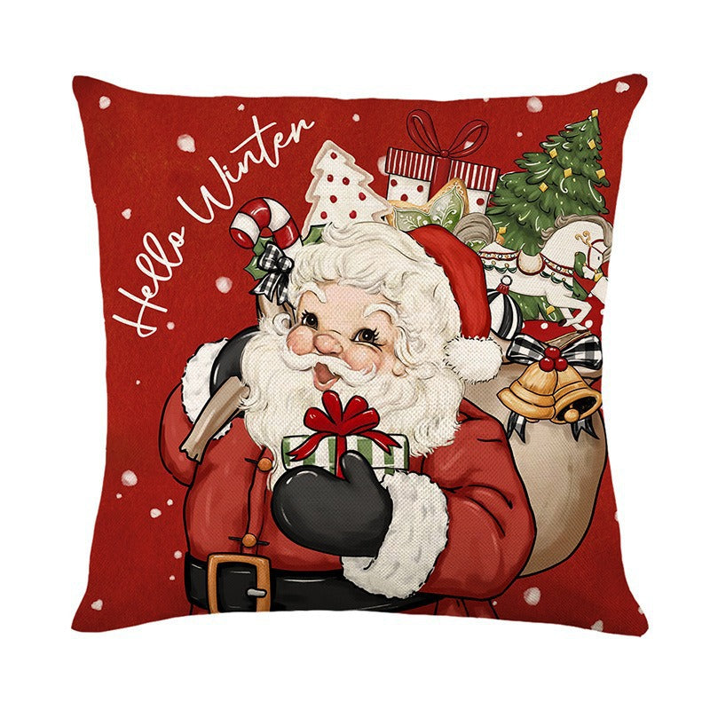 Wholesale Christmas Pillowcase Snowman Decoration Sofa Cushion Cover Linen Pillowcase
