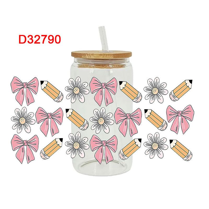 Wholesale Pink books and stationery  16oz Cup UV DTF Wraps