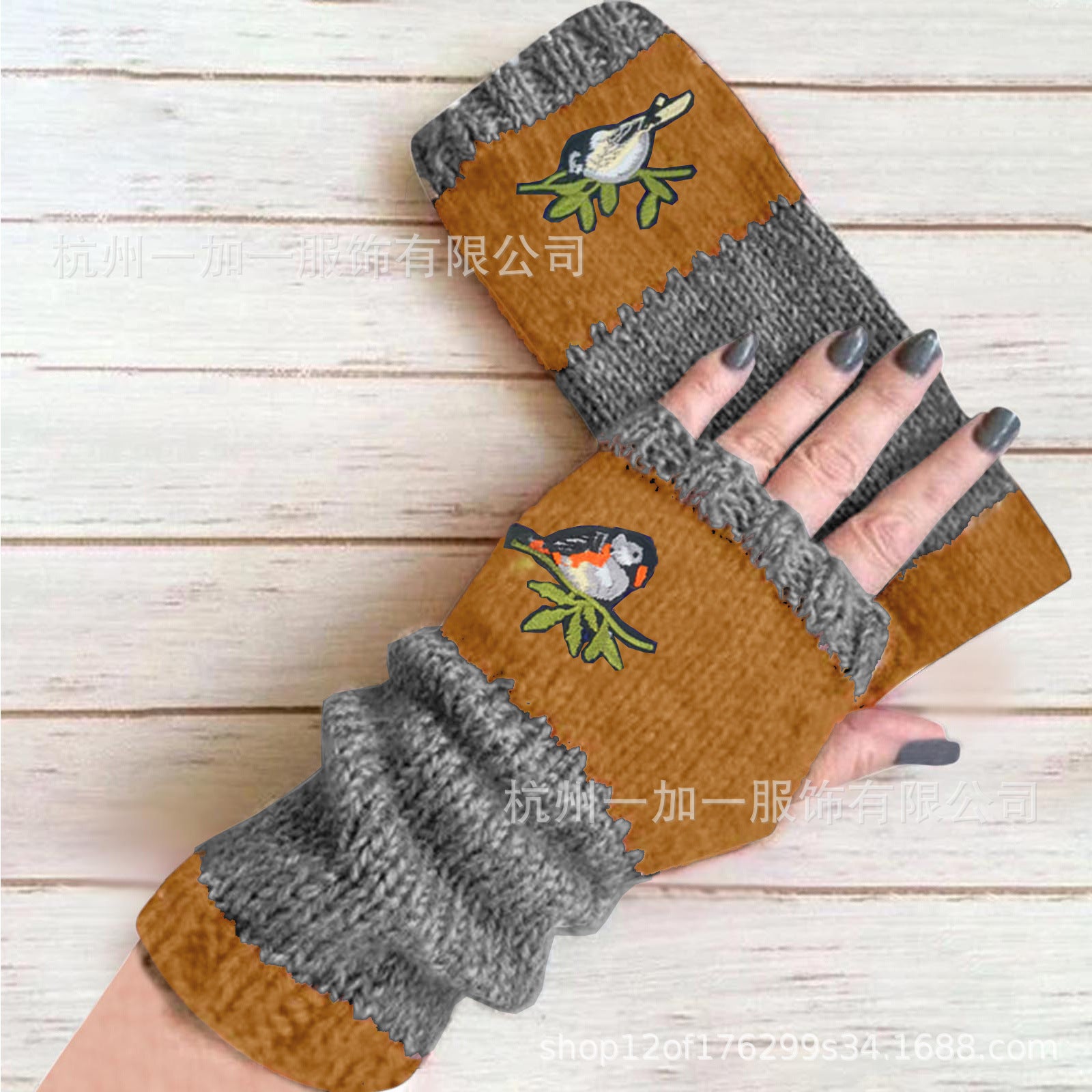 Wholesale Warm Patchwork Embroidered Gloves