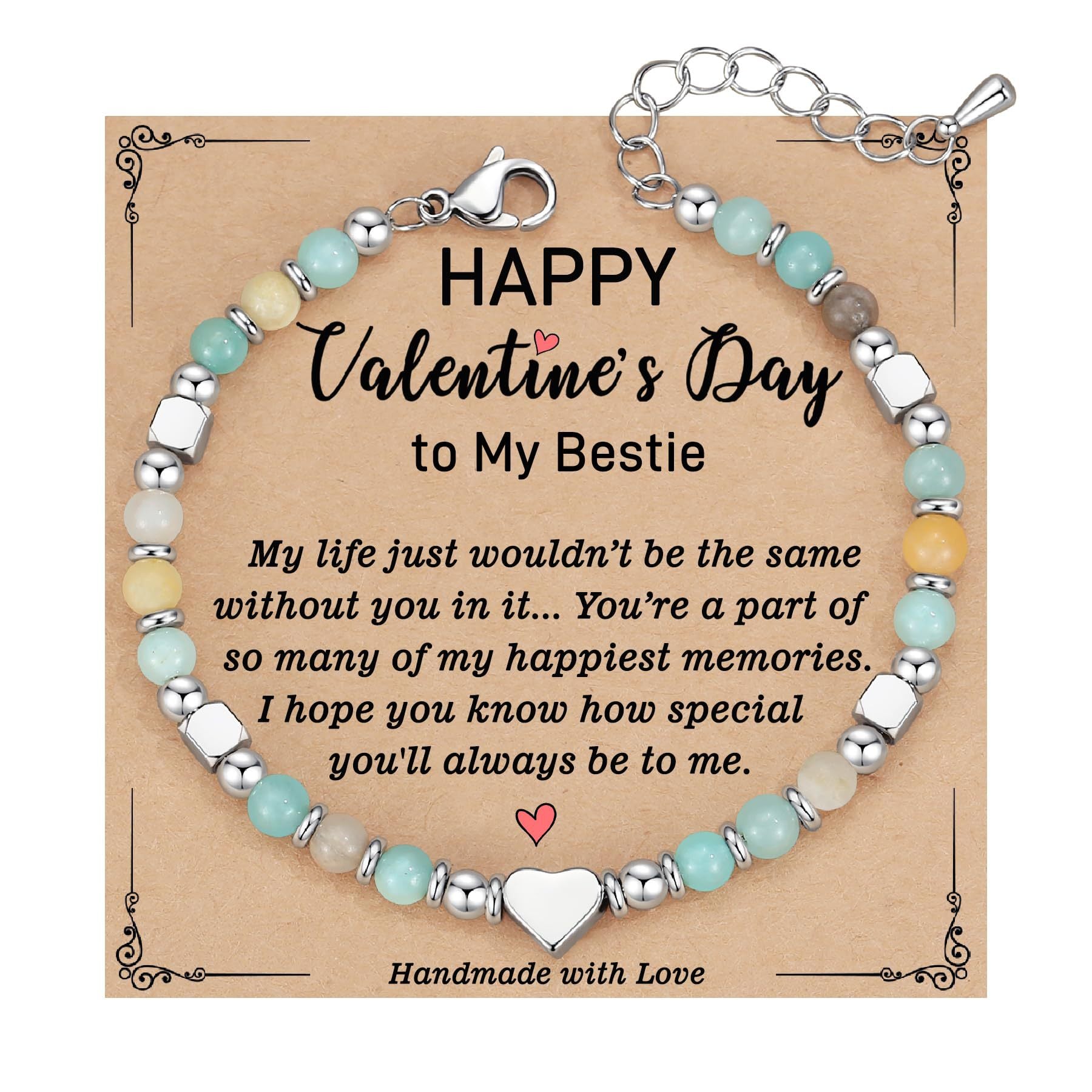 Wholesale  Natural Stone Crystal Peach Heart Colorfuled Beaded Stainless steel Bracelet