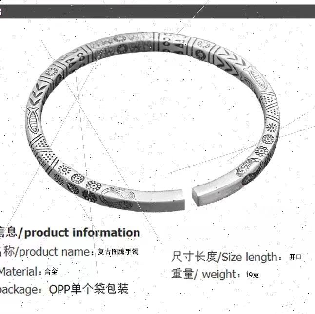 Wholesale Retro Woven Twist Open Cuff Men S Bracelet Geometric Design Silver Tone Jewelry Accessory Trendy Boutique Resale Gift