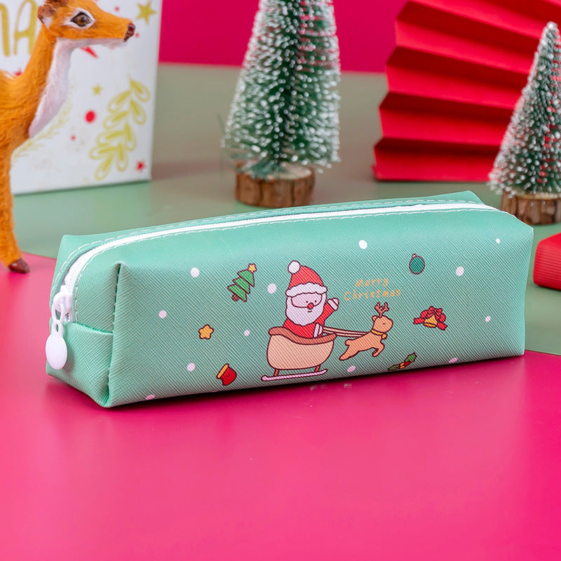 Wholesale PU Cartoon Christmas Pencil Bags