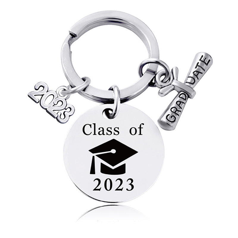 Wholesale Stainless Steel Round Graduation Season Gift Keychain