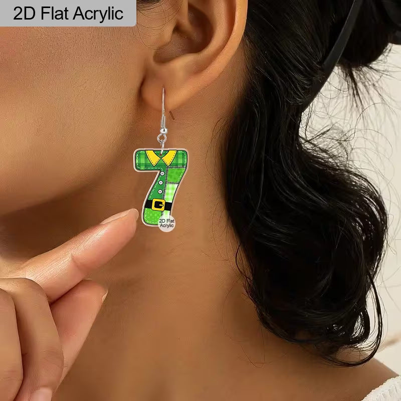 Wholesale St.  Patrick' s Day Magic Hat Digital Earrings Acrylic Earrings