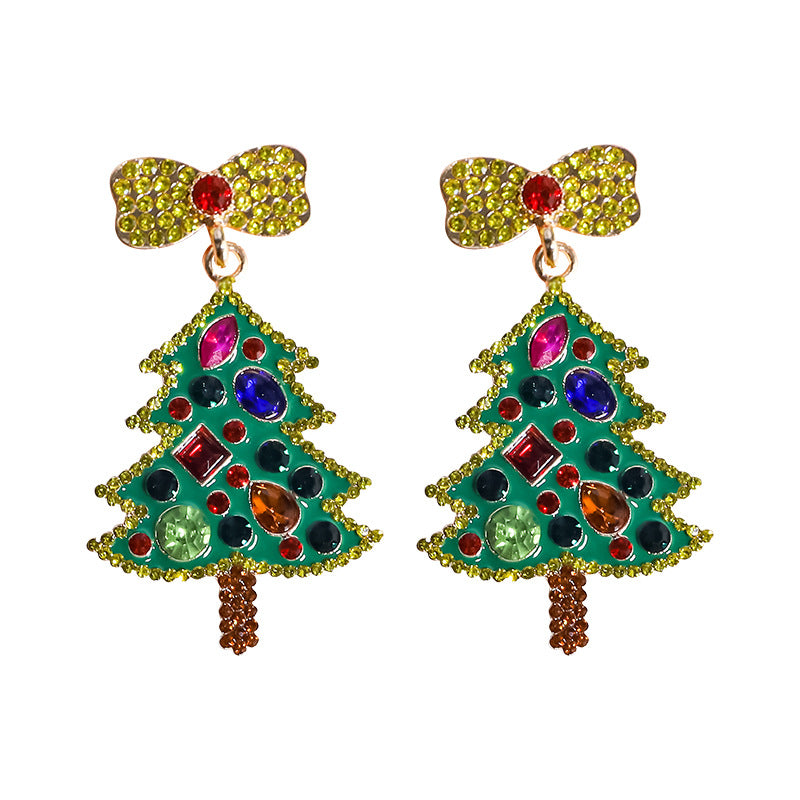 Wholesale Christmas Diamond Inlaid Alloy Earrings