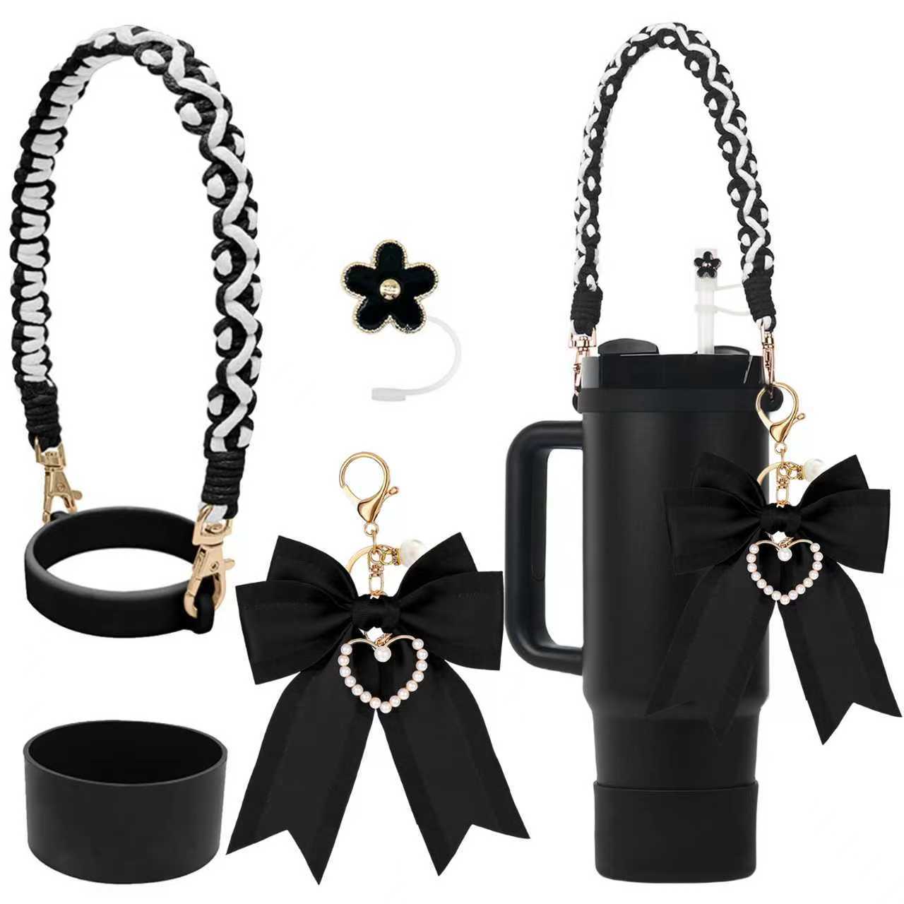 Wholesale Handle Flower Cup Chain Love Flower Straw Cap Cup Accessories