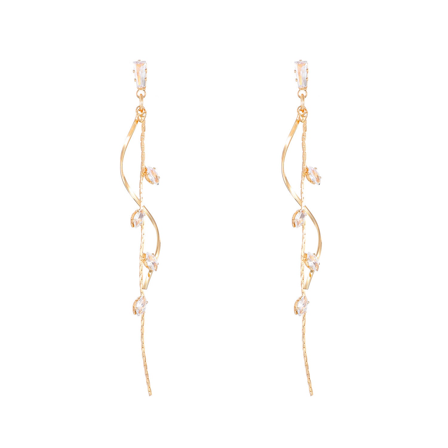 Wholesale Modern Twisted Rhinestone Tassel Earrings For Women Zinc Alloy Party Wear Jewelry Accessory
