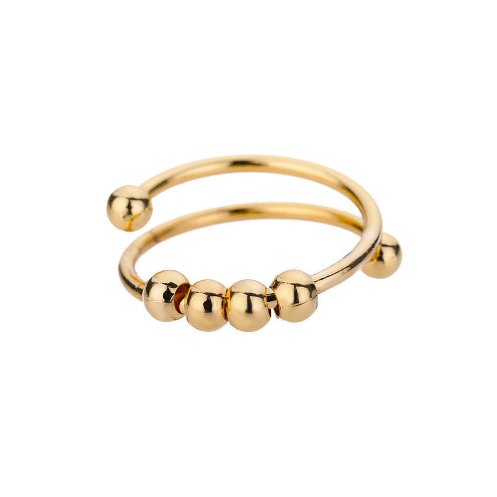 Wholesale Spiral bead rotatable open ring