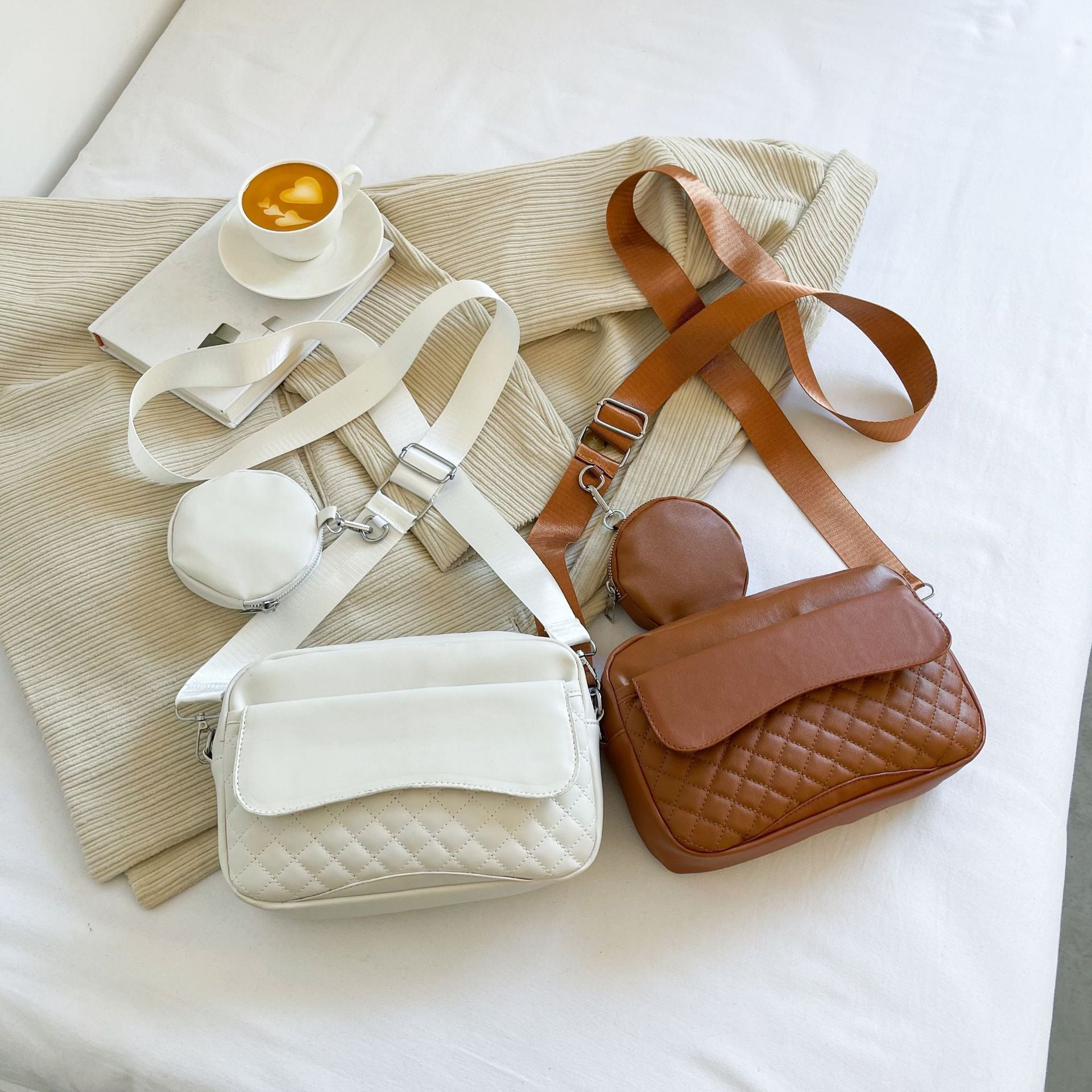 Wholesale Pu Lozenge Embroidery Thread Set Suit Messenger Bag