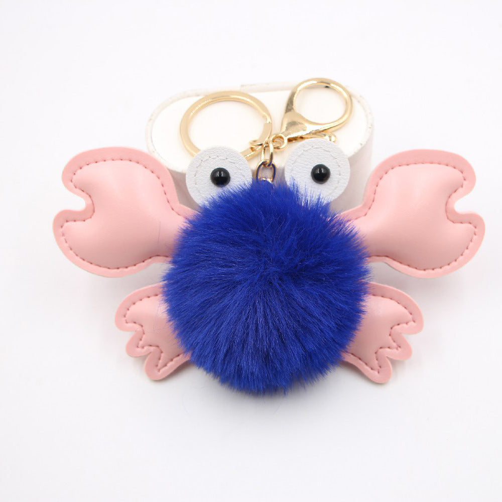 Wholesale Stylish White Leather Crab Pendant Keychain Bag Charm Decorative Gift Accessory