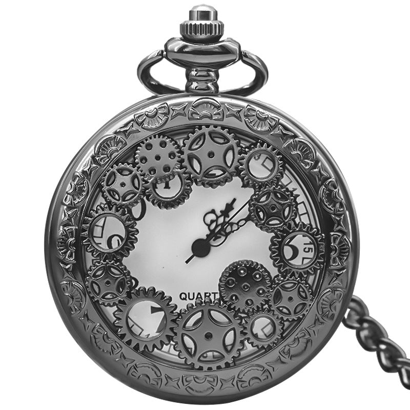 Wholesale Bronze large hollowed out patterned gear pocket watch