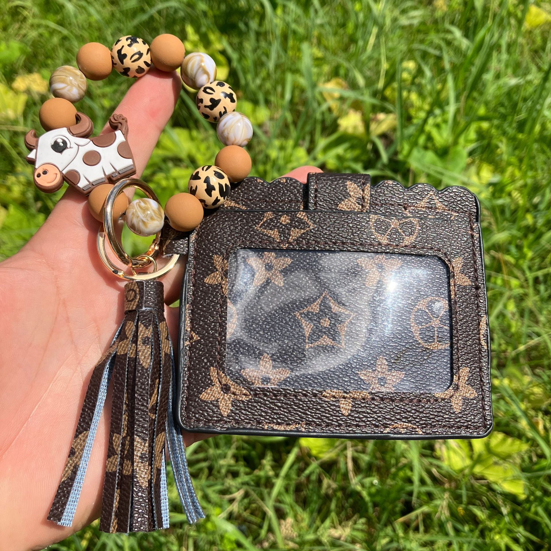 Wholesale Printed PU Leather Coin Purse Wrist Keychain