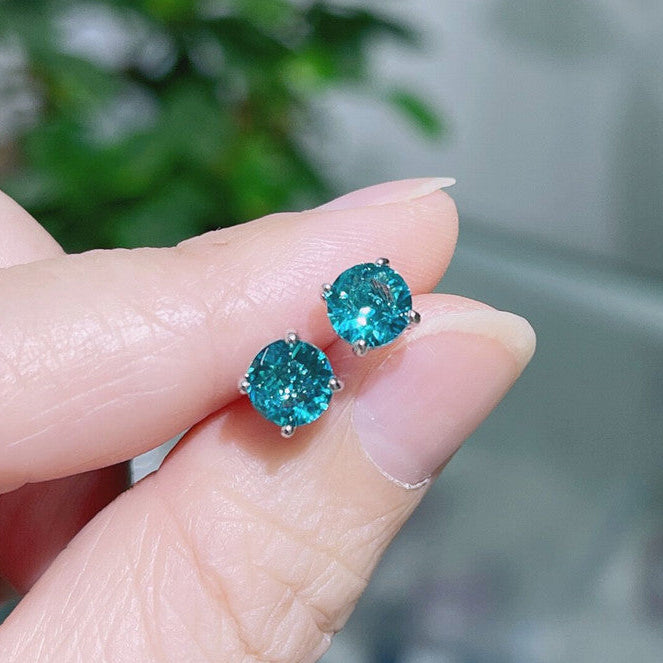 Wholesale Colored zircon four  prong stud earrings