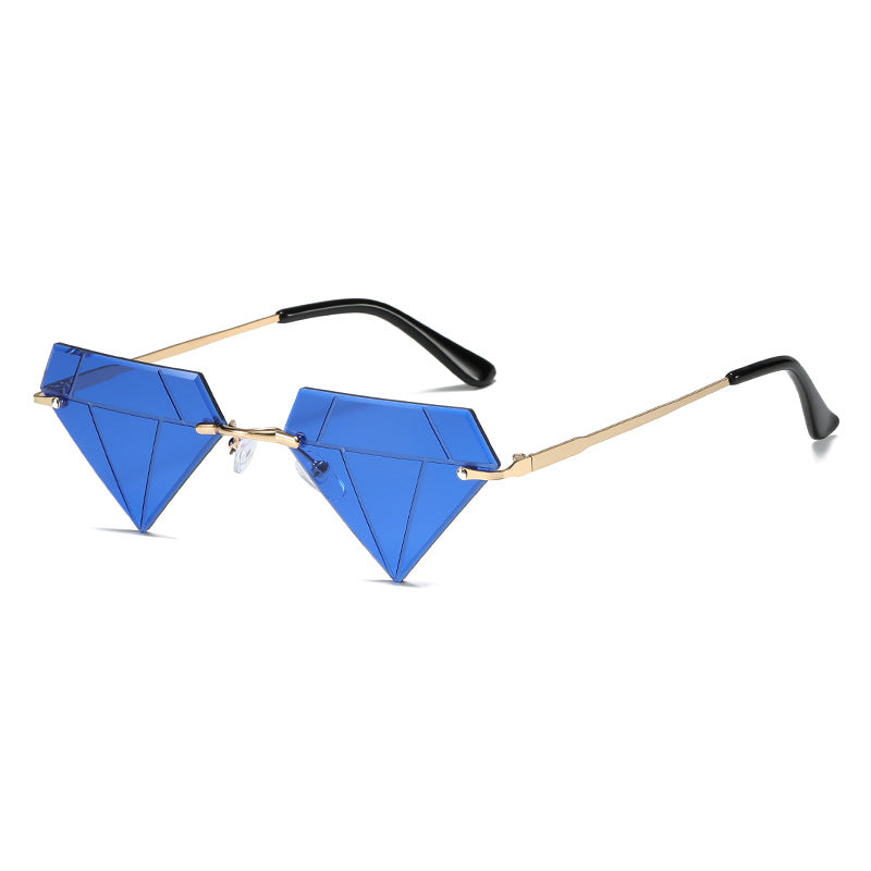 Wholesale Rimless Diamond Shape Hip Hop Sunglasses