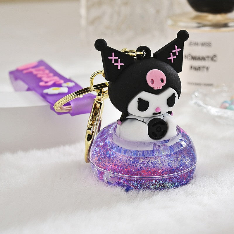 Wholesale Acrylic flowing sand bottle bag keychain