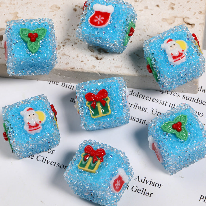 Wholesale  5pcs Christmas Sugar Square Beads DIY Bracelet Beads
