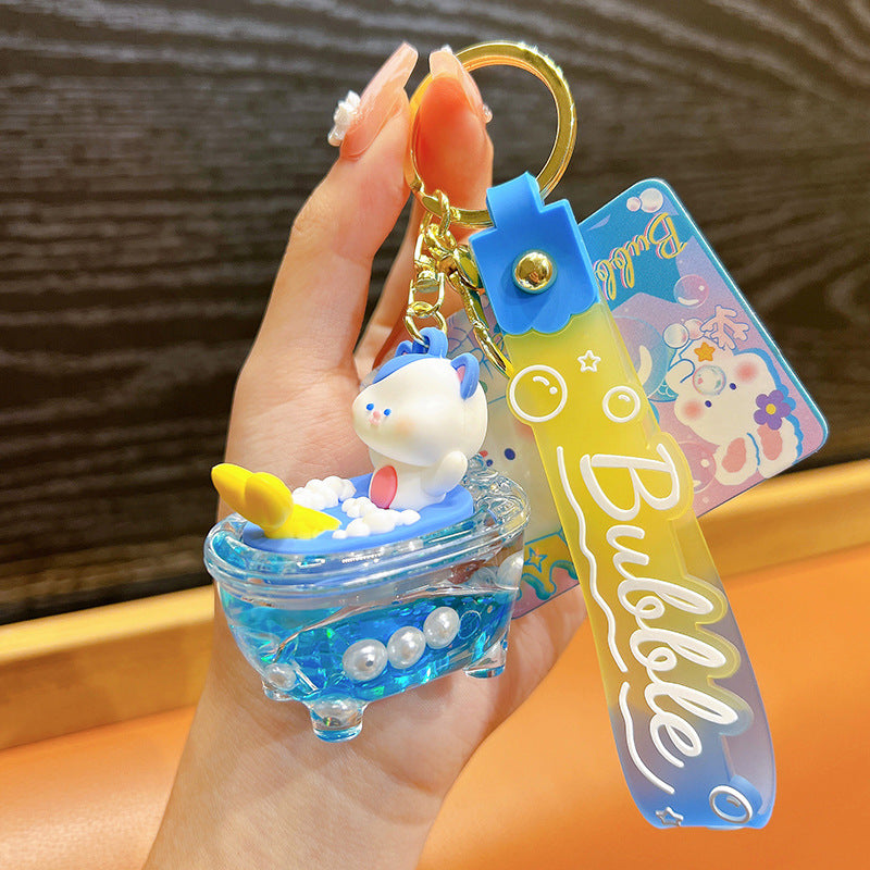 Wholesale Acrylic Rabbit Bubble Bathtub Oil Keychain