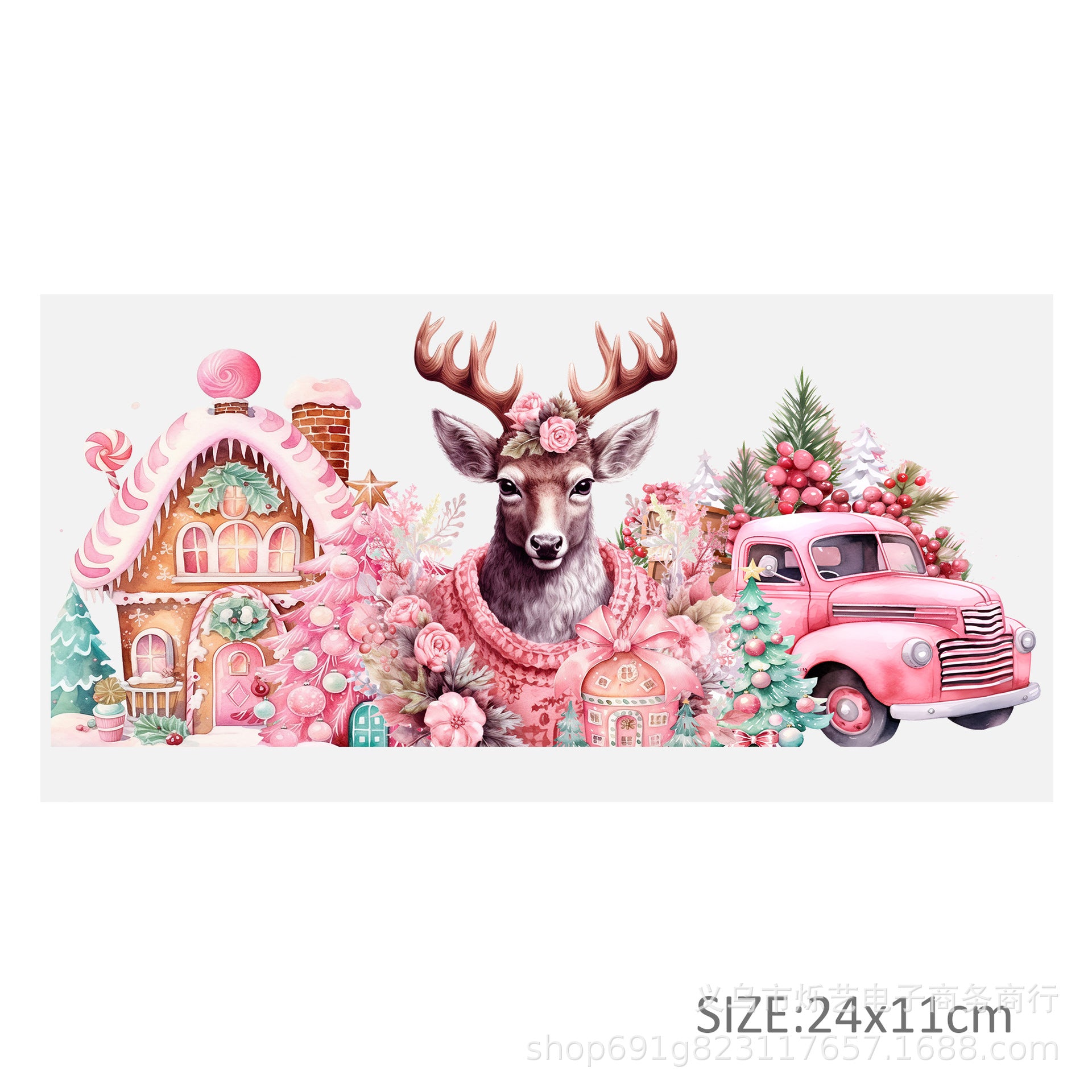 Wholesale Cute Animal Christmas Pink 16oz Cup UV DTF Wraps