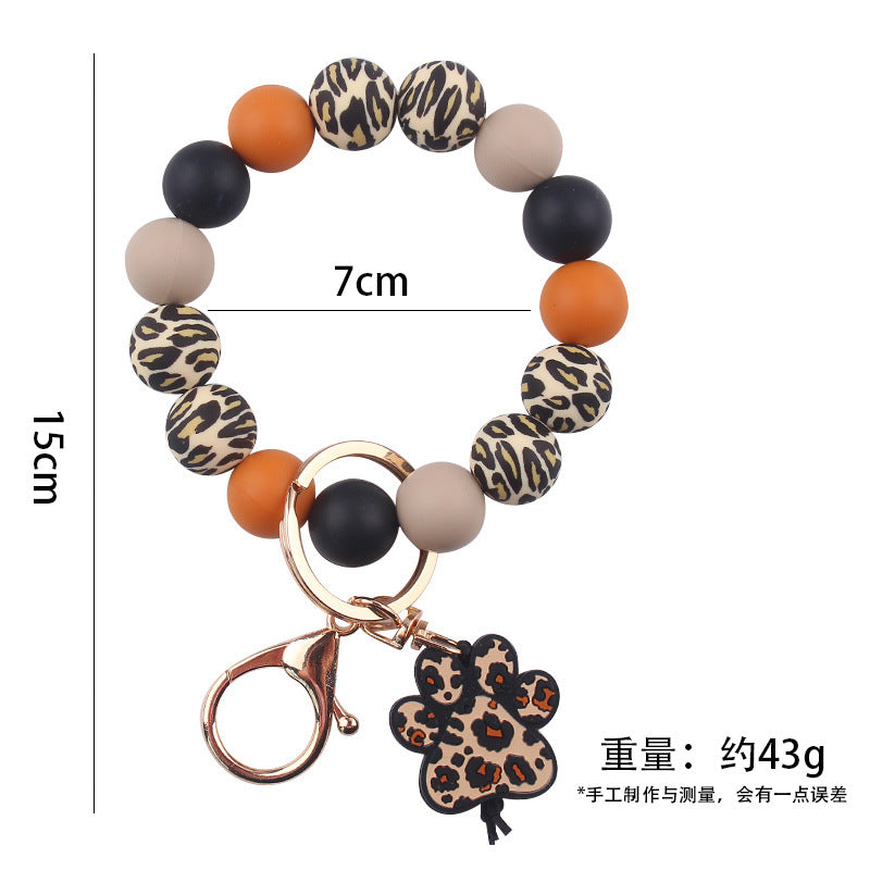 Wholesale Korean Style Cartoon Dog Paw Silicone Bead Keychain DIY Bracelet Key Ring Fashion Accessory