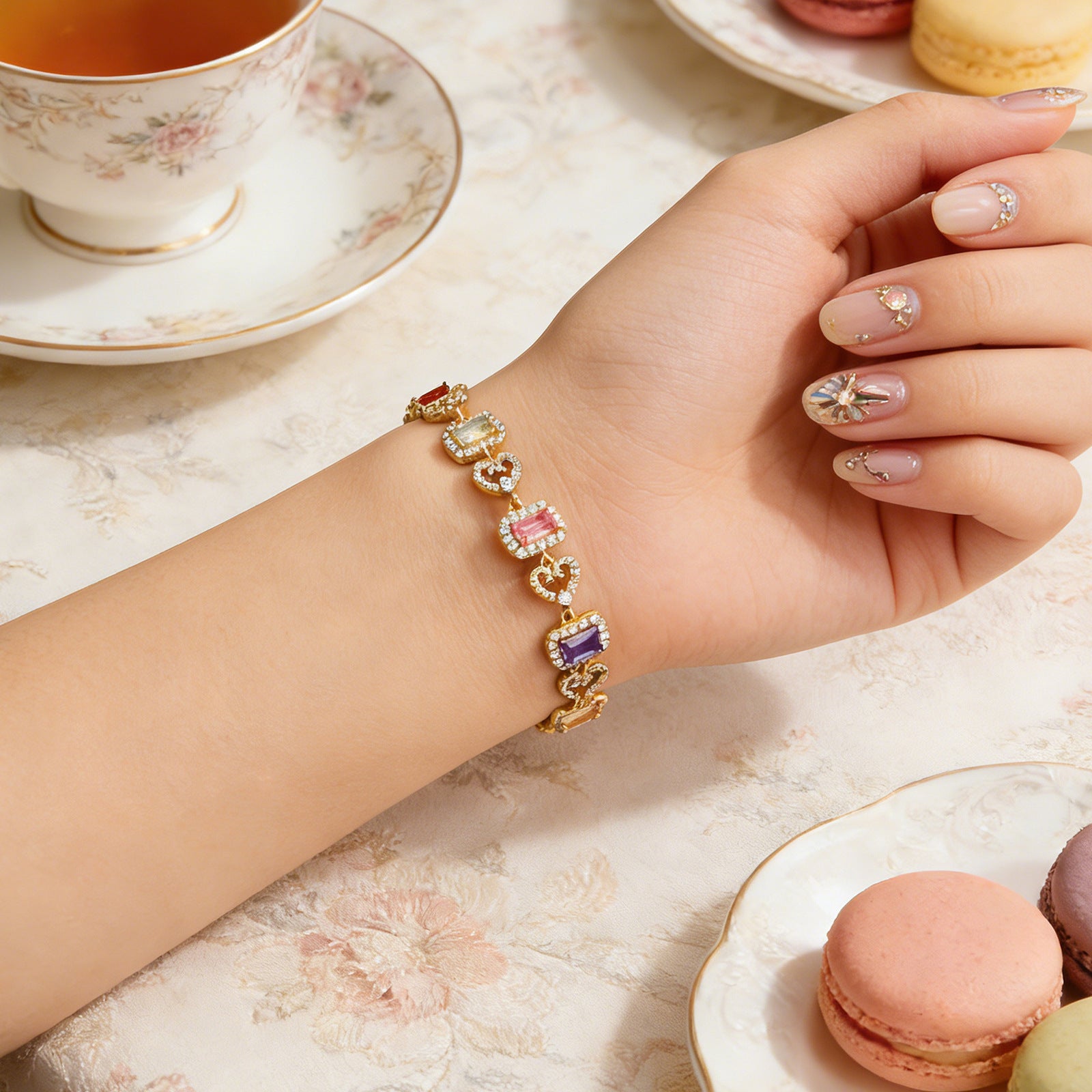 Wholesale Square colored zircon full diamond bracelet