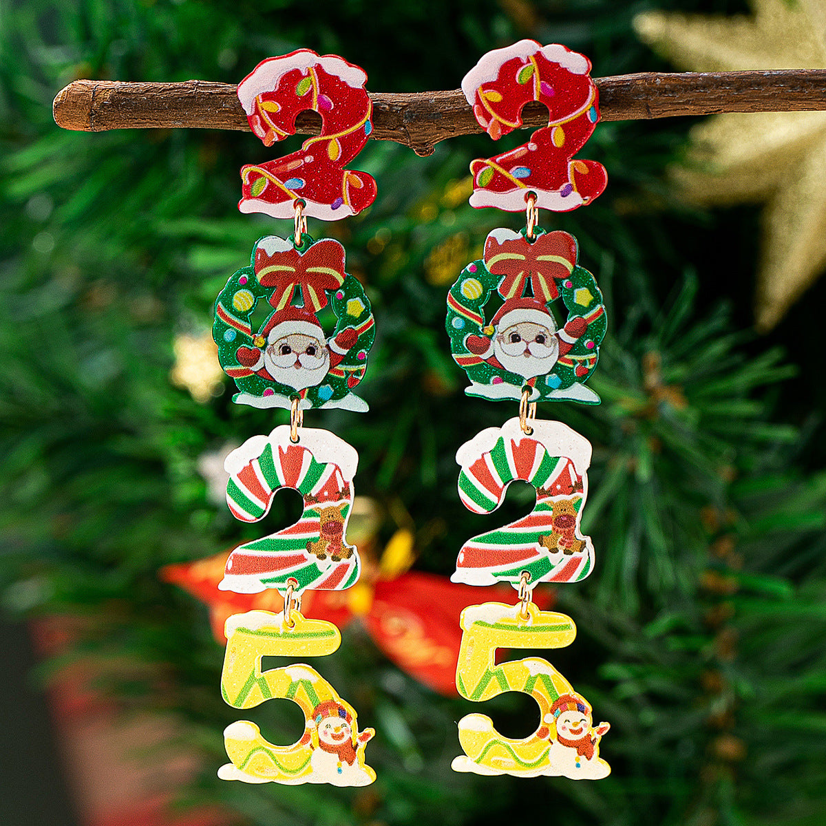 Wholesale 5pcs Snowman  Reindeer Cute Earrings Acrylic Earrings