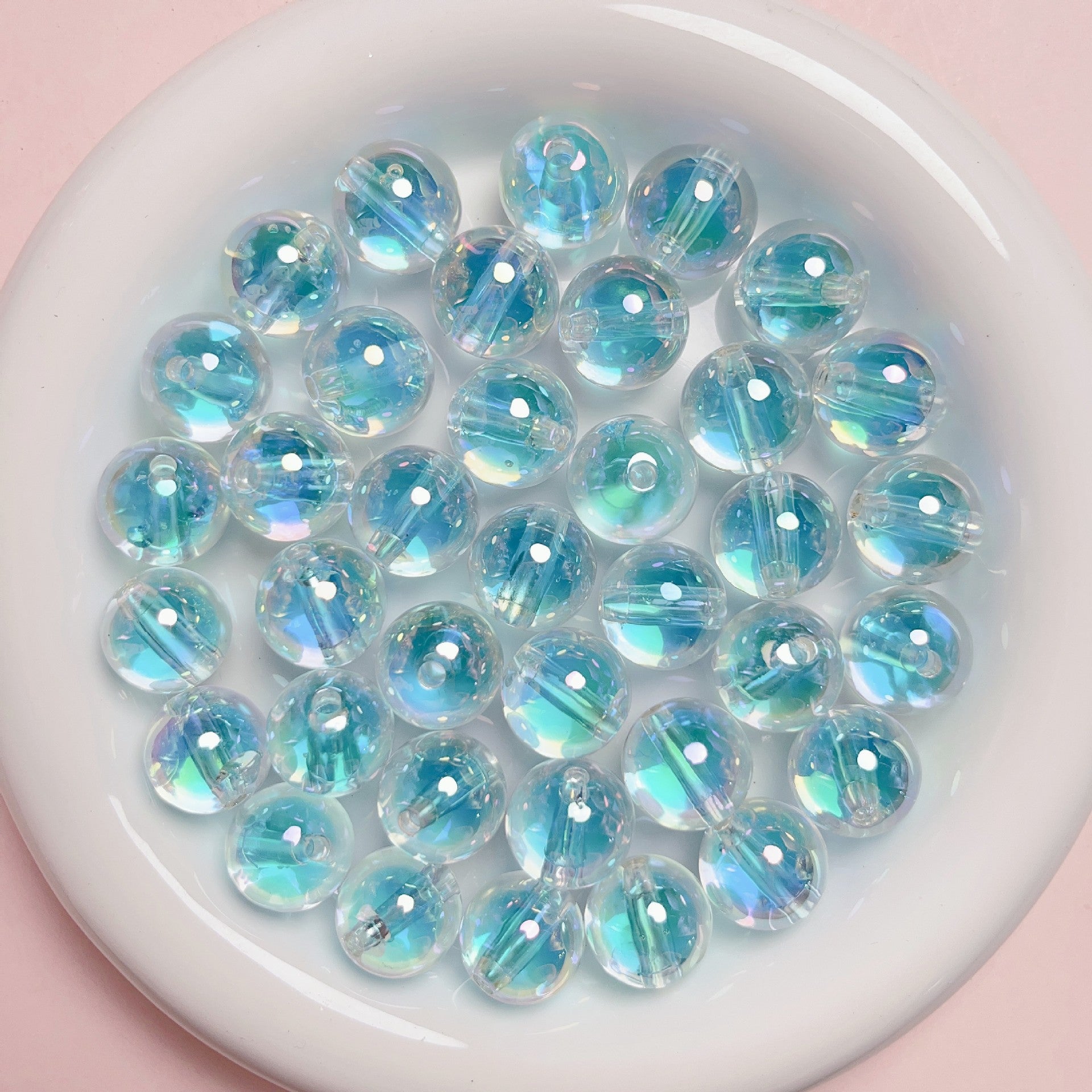 Wholesale 10pcs 16mm UV transparent sugar core round beads straight hole beads