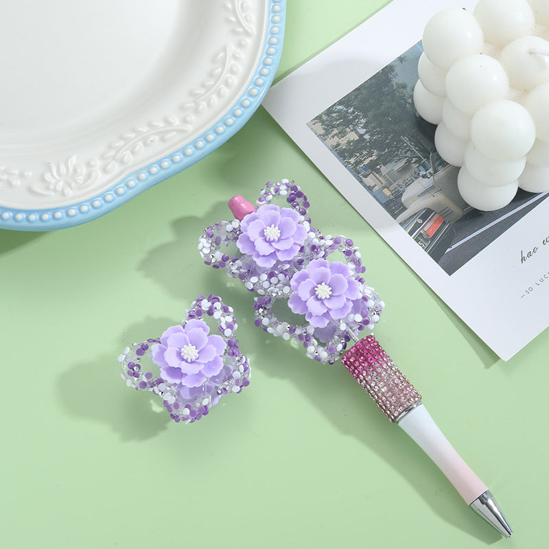 Wholesale 10pcs butterfly drill resin flower straight hole handmade loose acrylic beads