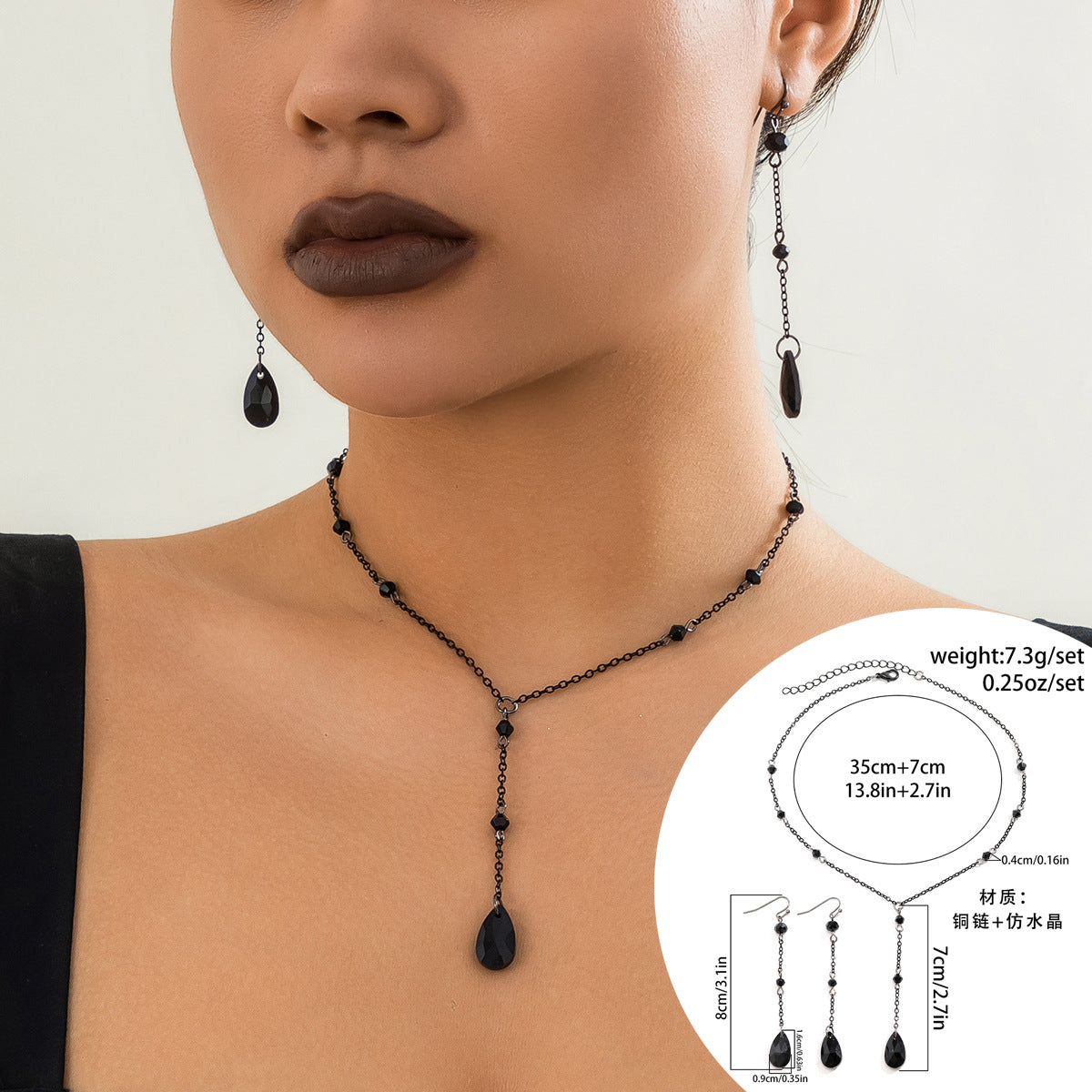 Wholesale Retro Gothic dripping blood tassel niche sweet cool metal drop necklace