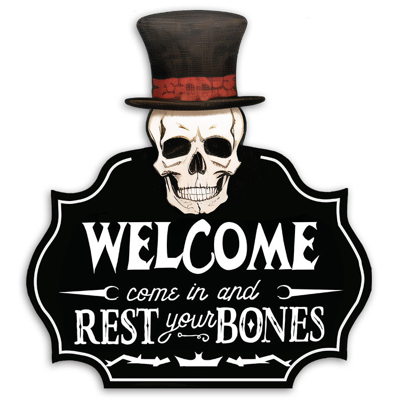 Wholesale Halloween Skeleton Decoration Wooden Doorplates